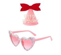 VBRHFRIF 1 Piece Of Love Glasses And 1 Piece Of Birthday Hat, Pink Party Sunglasses, Women'S Glasses, Party Clothing Accessories, Party Supplies, Creative Birthday Hats, Party Decoration Hats
