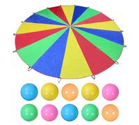 VBRHFRIF 1 Piece Of Rainbow Umbrella And 10 Pieces Of Ocean Balls, Children'S Parachute Toys, Trampoline Toys, Children'S Early Education Teaching Aids