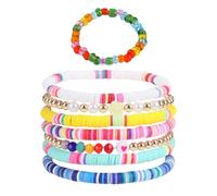 VBRHFRIF 1 Set of Women's Bracelets, 1 Ring, Pearl Bracelet, Colorful Elastic Bracelet, Women's Accessories, Bracelet Set