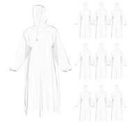 VBRHFRIF 10 Pieces Transparent Raincoat, Portable Raincoat, Plastic Poncho, Adult Waterproof Poncho, Camping Poncho, Outdoor And Travel Gear