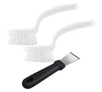 VBRHFRIF 2 Brushes, 1 Cleaning Shovel, Multi-Purpose Brush Set, Plastic/Nylon Bristles, White, Firm, Grout, Tiles, Shower Holes, Bathroom, Outdoor, Automotive