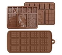 VBRHFRIF 2-Piece 9-Cell & 1-Piece 12-Cell Silicone Biscuit, Chocolate & Fondant Cube Molds, 3.6L, Brown