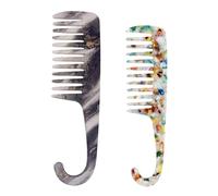 VBRHFRIF 2-Piece Wide-Tooth Angle Comb, Multicolor, 19.5cm*4.6cm & 22cm*6.3cm, Acetate, Unisex, All Ages, Women