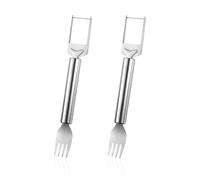 VBRHFRIF 2 Pieces Fruit Fork Cutter, Watermelon Dicing Tool, Double Ended Fruit Fork Cutter, Melon Slicer, Cutting Fork, Watermelon Fork Cutter, Stainless Steel Divider