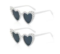 VBRHFRIF 2 Pieces Heart-Shaped Sunglasses, Party Glasses, Pearl Decoration Sunglasses, Women'S Wedding Sunglasses, Sunglasses Accessories