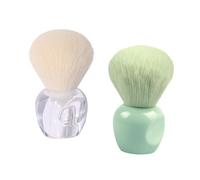 VBRHFRIF 2 Pieces Nail Brushes, Round, Medium, Plastic Handle, Fiber Head, Transparent, Light Cyan