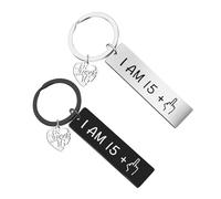 VBRHFRIF 2 Pieces Of Boy'S 16Th Birthday Keychain, Boy'S 16Th Birthday Gift, Fun Birthday Keychain, Stainless Steel Long Keychain