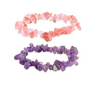 VBRHFRIF 2 Pieces Of Crystal Gravel Bracelets, Small Gravel Elastic Bracelets, Irregular Crystal Bracelets, Crystal String Bracelets, Gemstone Bracelets, Fashionable Crystal Bracelets