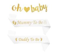 VBRHFRIF 2 Pieces Of Etiquette Belt, 1 Piece Of Flag, Baby Shower Belt, Dad Wants To Be A Belt, Mom Wants To Bring A Baby Shower