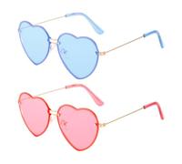 VBRHFRIF 2 Pieces Of Heart-Shaped Glasses, Party Heart-Shaped Glasses, Candy-Colored Sunglasses, Novelty Heart-Shaped Sunglasses, Fashionable Women’S Sunglasses, Styling Dress-Up Glasses