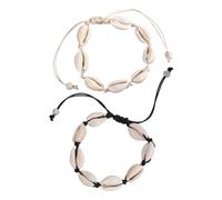 VBRHFRIF 2 Pieces Of Shell Braided Bracelets, Adjustable, Vintage, Beach Jewelry, Summer Seaside Anklets