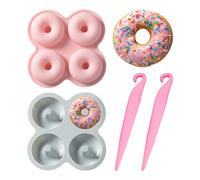 VBRHFRIF 2 Pieces Silicone Molds and 2 Pieces Demoulding Tools, Baking Tools, Kitchen Supplies, Silicone Baking Trays, Donut Molds