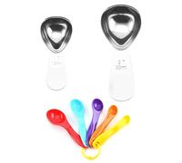 VBRHFRIF 2 Pieces Stainless Steel Coffee Spoons & 5 Pieces Multicolor Measuring Spoons, 15Ml-1Ml, Dishwasher Safe