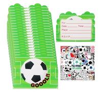 VBRHFRIF 20 Pcs Football Invitation Cards, 1 Pack Football Stickers, Kids Birthday Boy Invitations