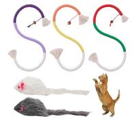VBRHFRIF 3-Piece Cat Chew Rope Toys, 2-Piece Stuffed Mice, Interactive Teething Cat Toys, Teeth Cleaning, Modern, Small Breeds
