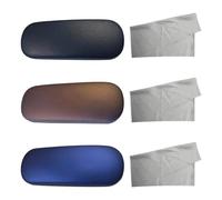 VBRHFRIF 3-Piece Glasses Case Set, Hard Shell Metal Cases (Blue, Black, Brown), 3 Microfiber Glasses Cloths (Dark Gray), Unisex, Portable & Practical Accessory Set