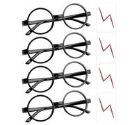 VBRHFRIF 4 Pieces Of Glasses Frames, 4 Lightning Bolt Tattoo Stickers, Gaming Glasses, Party Glasses, Novelty Party Glasses, Magic Glasses For Kids