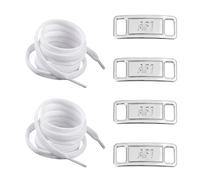 VBRHFRIF 4 Pieces Of Shoe Labels, 2 Pairs Of Shoelaces, Lock Shoelaces, Silver Shoelaces, Shoelace Labels, Shoe Labels