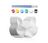 VBRHFRIF 5 Pieces White Cat Masks, 6 Colors Paint, 2 Color Pens, Fox Masks, Masks, Clothing Accessories