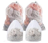 VBRHFRIF 6 Pack Laundry Bags, 2 Large, 2 Small, Travel, Mesh, Clear, Breathable, Spacious, Open Top, Clothing