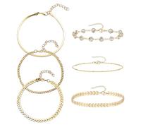 VBRHFRIF 6 Pieces Of Anklets, Summer Beach Foot Accessories, Multi-Style Anklets, Beaded Anklets, Adjustable Anklets, Bohemian Foot Accessories, Ankle Decorative Chains