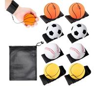 VBRHFRIF 8 Wrist Bouncy Balls, 1 Net Bag, Children's Rope Ball, Small, 1 Set, 1 Net