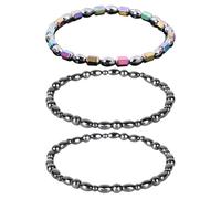 VBRHFRIF 3 Pieces Geometric Magnetic Anklets, Ball Bead Anklets, Black Magnetic Anklets, Women’S Ankle Jewelry, Stretch Beaded Anklets, Stackable Magnetic Anklets