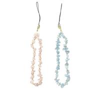 VBRHFRIF Pack of 2 Gravel Chains, Gravel Bead Chain Designer Cell Phone Straps, Moonstone & Crystal Stone Straps, Universal Cell Phone Charms