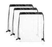 VBRHFRIF Pack Of 3 Clear Drawstring Bags - Double Drawstring Backpacks, Foldable Storage, Waterproof Gym Bags For Sportswear
