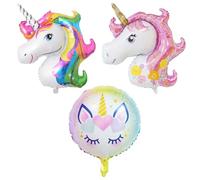 VBRHFRIF Pack Of 3 Rainbow Horse Balloons, Aluminum Foil Balloons, Children'S Birthday Balloons, Cute Balloons, Cartoon Animal Balloons, Party Decoration Balloons, Gradient Atmosphere Balloons