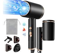 Vbrisi Hair Dryer,2400W Foldable Ionic Blow Dryer, Professional Travel Hair Dryer with Hot/Cold Button, 3 Heats, 3 Speeds, AC Motor Salon Hairdryer with Diffuser and Storage Bag for Women Men