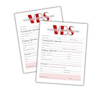 VBS Registration Forms 50pk 8.5x11” Information for Vacation Bible School Administration Medical Release Permission Sheets Sign in Ups Enrollment for Office Staff
