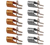 VBSYUYQ 10 Pack Reusable Nail Forms, Aluminum Alloy French & Coffin Nail Extension Guides, Mixed Silver Gold Nail Art Forms Tips for Acrylic UV Gel Manicure, Salon Home DIY Use