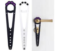 VBSYUYQ 2 Pack Cat Door Latch Holder, Cute Cat Paw Shape Dog Proof Door Stopper, Adjustable No Drilling Pet Door Bracket, Keep Dogs Out of Cat Litter Box and Feeder, Black+White