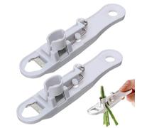 VBSYUYQ 2 Pack Runner Bean Slicer, 3-in-1 Manual Green Bean Cutter with Topping Tailing Blade, Handheld Bean Shredder Tool for Home Kitchen Restaurant, White