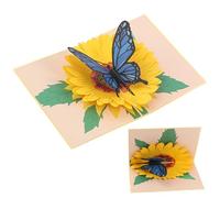 VBSYUYQ 3D Sunflower Butterfly Pop Up Card, Handmade Greeting Card with Blank Envelope & Note Card, Unique Birthday Card for Women Girls, Anniversary Mother's Day Thank You Get Well Soon Gifts