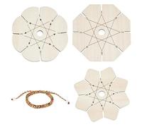 VBSYUYQ 3pcs Bracelet Braiding Disk, Flower Shape Kumihimo Disk Wood Bracelet Braiding Plate Beading Cord Disc for Friendship Bracelets Making Weaving Kumihimo Supplies