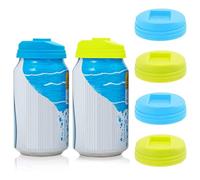 VBSYUYQ 4 Pack Soda Can Lids, Leakproof Press Type Can Covers for Standard UK 330ml & 500ml Cans, Reusable Drink Caps to Preserve Carbonation, Prevent Spills & Keep Bugs Out