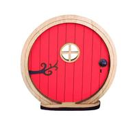 VBSYUYQ Red 10cm Mini Wooden Fairy Door Tree Ornament | Flat back wooden miniature door decor for tree trunks, lawn gardens and indoor display shelves