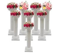 VBVARV 8PCS White Decorative Roman Pillar Greek Columns Elegant Wedding Roman Column Pillars Stand Set Flower Pot Columns Pedestal for Ceremony Party Garden Outdoor Indoor Decor,8PACK