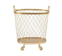 VBVARV Basket with Wheels Gold Laundry Hamper Rolling Laundry Basket Laundry Basket Gold Wire Basket Metal Laundry Basket on Wheels,Baking Varnish,360 Degree Steering,Gold,1PCS