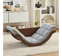 VBVARV Curved Rocking Lounge Chair for Living Room, Multifunctional Lazy, Human Dog Nest Napping Chairs, Dormitory Balcony Sofa Chair,Walnut,A Grey