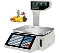 VBVARV Digital Price Label Printing Scale with Thermal Label Printer, Commercial Digital Scale for Food Retail Store, Scale, Supermarket,German Version