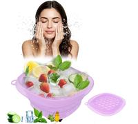 VBVARV Face Bowl for Ice, Quick Cooling Foldable Silicone Wash Basin with Built-in Ice Tray, Ice Tray for Home Ice Water Facials, Facial Ice Bath Kit, Ice Water Face Cold Plunge,Purple