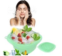 VBVARV Face Bowl for Ice, Quick Cooling Foldable Silicone Wash Basin with Built-in Ice Tray, Ice Tray for Home Ice Water Facials, Facial Ice Bath Kit, Ice Water Face Cold Plunge,Green