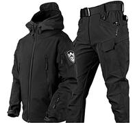 VBVARV Military Tactical Men's Combat Uniform Waterproof Army Combat Suit Sets Camouflage Softshell Jacket Pants Hunt Clothes,Black,S