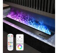 VBVARV Water Vapor Fireplace Recessed Multicolour Realistic Atomized Flame, Electric Fireplace with Manual Water Control and Remote Control, Connected Direct 316 Stainless,Multicolor,78.74 in