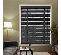 VBVARV Wooden Blinds for Indoors, Natural Wooden Venetian Blinds,Horizontal Blinds for Windows, Blackout/Heat Insulation,Real Wood Blinds,Dark Oak,Window/Office Decoration,D,90x150cm/35.5 * 59in