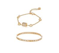 Vbvbip 18K Gold 316L Stainless Steel Bracelet for Women - Charm Bangle Jewelry Set, Hypoallergenic & Rust-Resistant,Gift for Mother's Day, Birthday