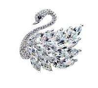 Vbvbip Elegant Crystal Swan Brooch for Women, Vintage Rhinestone Bird Brooches for Coats, Dresses, Wedding, Gift Idea, Exquisite Pearl & Crystal Brooch Pins